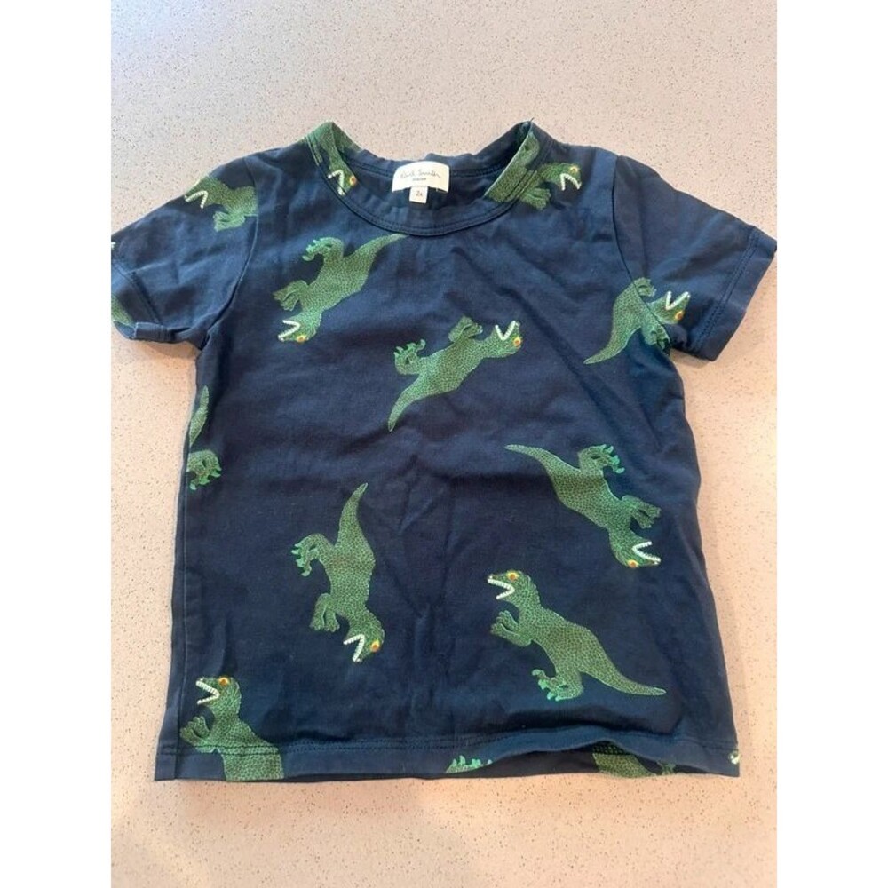 Paul Smith Junior Navy Blue Toddler Dinosaur Short Sleeve T Shirt 2A